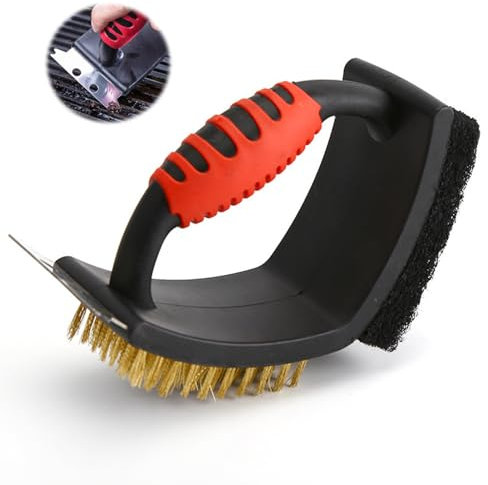 Norhogo Multifunctional 3-in-1 Barbecue Grill Brush, Barbecue Cleaning Brush, Brush Bbq Vapor Cleaner Brush Bbq Steam Cleaner Brush with Heat Insulation Handle for GasCharcoal Grill Grate