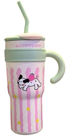 Cute Drinking Cups, Cute Cups with Lid and Straw | Cute Travel Beverage Cups with Large Capacity | 700ml/1200ml Stainless Steel Drink Cup, Water Bottle, Thermal Travel Mug for