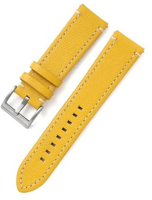 GREB 18–24 mm doppelseitiges Leder-Uhrenarmband, Schnellverschluss-Uhrenarmband, Uhrenzubehör,Gelb,20mm