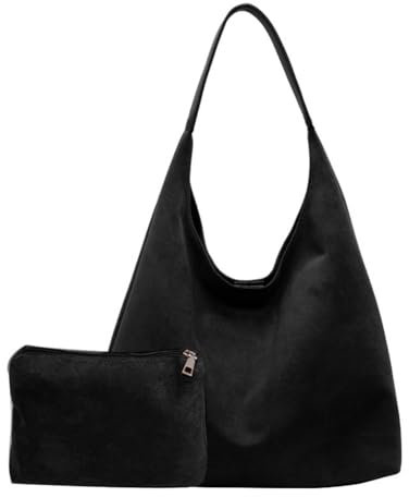 GSenhui Suede Hobo Schultertasche Uni Slouchy Braun Wildleder Tasche für Damen - Vintage Shoulder Bag für Reisen