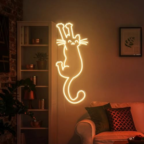 Paw Up Katze Neon Schild Katze Lamp Katze Süßes Kätzchen LED | Lichtschild Custom Neon Cat sign Katzenliebhaber Geschenk Katze haltendes Schild