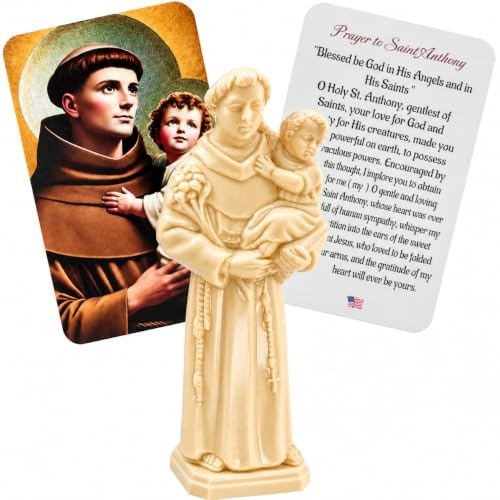 Westmon Works Heiliger Antonius Statue Kit mit Heiliger Karte Gebetskarte für verlorene Gegenstände
