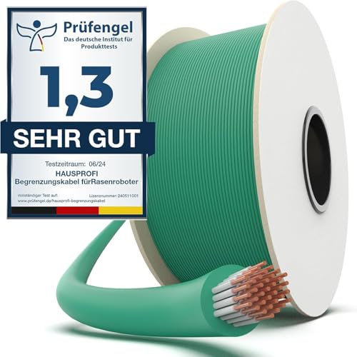 HAUSPROFI Cable Robot Tondeuse 500M Universel Compatible, Fil robot tondeuse, Câble périphérique en cuivre étamé de qualité, Câble pour robots tondeuses de Husqvarna,Worx,Gardena,Bosch,Yard Force etc