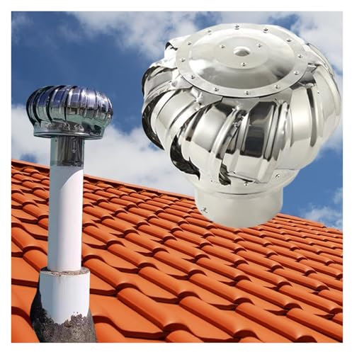 UYSELA Comignoli Girevoli, Cappello Eolico per Camini in Acciaio Inox 304, Comignoli Girevoli Attacco Femminam, Comignoli Girevoli per Esterno, Facile Installazione,Silver-160mm