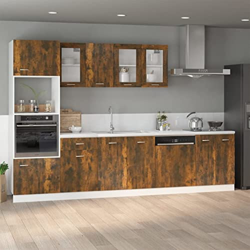 IKAYAA Armario para Horno Empotrado, Mueble para Horno, Modulos de Cocina, sin encimera, Roble Ahumado