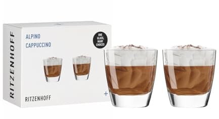 RITZENHOFF 3992001 Cappuccino Glas - 200 ml - 2er Set - Alpino, mit Relief-Struktur - für Kaffee, Kakao, Milch - Made in Germany