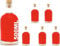 Juego de 5 botellas de cristal con tapón de corcho, 500 ml, color rojo, diseño moderno para licor