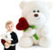 Peelanmall Ours en Peluche Cœur, Nounours Peluche Ours avec Rose, 28cm, Peluches Doudou Teddy Bear Idée Cadeau de Naissance Garçon Fille Anniversaire Noël Saint Valentin (Blanc)