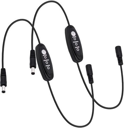 YARCHONN DC Netzkabel mit 3 Geschwindigkeitsschalter 5V DC-Jack-Verlängerungskabel mit 3 Position verstellbarem Steuerschalter Stecker auf Buchse Adapter für LED-Streifen Lichter Lüfter Motoren -2pcs