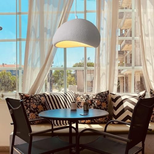 WOQuju Moderne Pendelleuchte im Japanischen Wabi-Sabi-Stil - E27 Kronleuchter, Weiß, Verstellbar - Hängeleuchte für Esszimmer, Küche oder Insel(50cm)