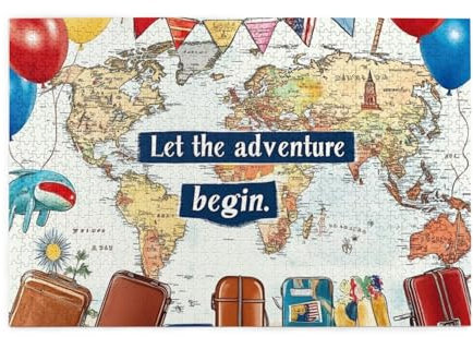 Let The Adventure Begin World Map 1000 Piece Jigsaw Puzzles For Adults Wooden Puzzles For Adults Gifts Home Decor