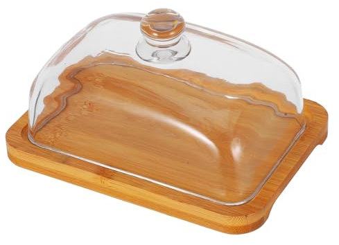 ULTECHNOVO Plat Rectangulaire Verre Avec Couvercle Beurrier Large Multi-usage Pour Comptoir Assiette à Cupcakes Et Gourmandises Conservation Fraîcheur Et Design Élégant