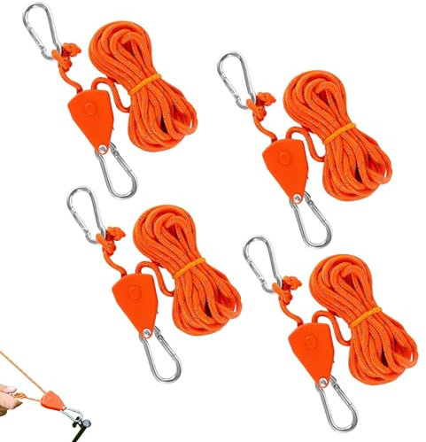 Lot de 4 tendeurs à cliquet pour auvent, tendeurs de camping, robustes et durables, tendeurs de voile d'ombrage de couleur orange, convient pour la randonnée, le camping, l'escalade