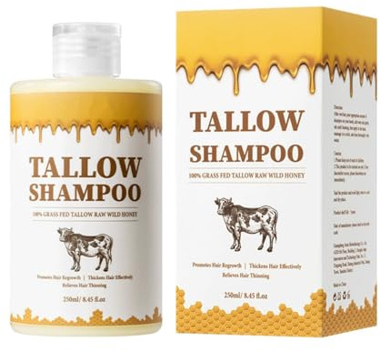Tallow Shampoo for All Hair Types, Volumizing Shampoo Deep Cleansing, Anti-Dandruff Oil Control, Smooth Frizz, Moisture Balance for Stronger, Smoother Hair Shine-Boosting Formula, 250ml