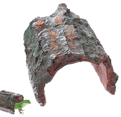 Milisten Cachette Terrarium Reptiles en Résine Reptiles Cachette pour Gecko Léopard Lézard Et Tortue Maison Cachée avec Plateforme De Repos Décoration D’Habitat 3.74X3.15X2.36 in