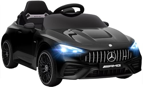 AIYAPLAY Licensed Mercedes AMG CLE 53 Kids Electric Car 12V for 3-6 Black | Ride On Car, Dual Motors, Remote Control, Suspension, LED Lights, Music, Auxiliary Wheels