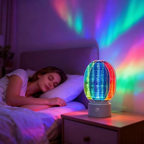 Veilleuse Aurore Boréale 3D Rotative à Intensité Variable, pour Une Ambiance étoilée Romantique, Projecteur LED Rotatif à 360°, Cadeau de Noël ou d'anniversaire, Décoration pour Chambre d'enfant