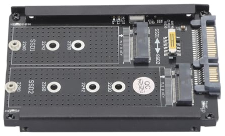 TOPINCN M.2-Adapter auf 2,5-Gehäuse für 2230 2242 2260, 0,5-Zoll-Combo-HDD-Laufwerksgehäuse, III-Schnittstelle, 7 Mm Dicke, Unterstützt B M Key SSD, kein Treiber Erforderlich, für Laptop-SSD-Ersatz