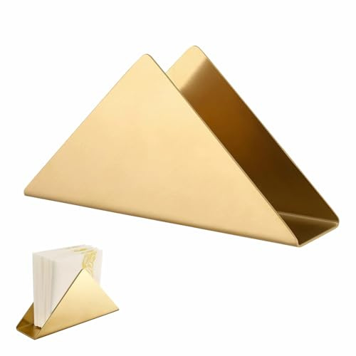 1 Porte-Serviettes En Acier Inoxydable Doré Pour Table Porte-Serviette | Triangulaire Minimaliste En Métal Distributeur De Mouchoirs Autonome Pour Cuisine Cocktail