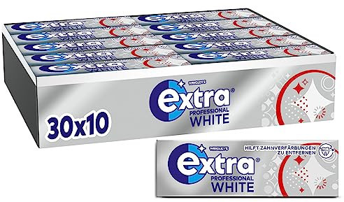 Extra Kaugummi | Professional White | Zuckerfrei | 30 Packungen (30 x 10 Dragees) , 300 Stück (30er Pack)