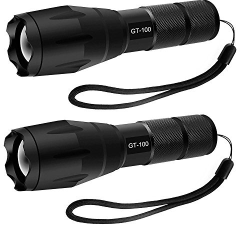 ABUNRO Tragbare taktische LED-Taschenlampe, sehr hell, T6 LED-Taschenlampe, Handlicht, einstellbarer Fokus und 5 Lichtmodi