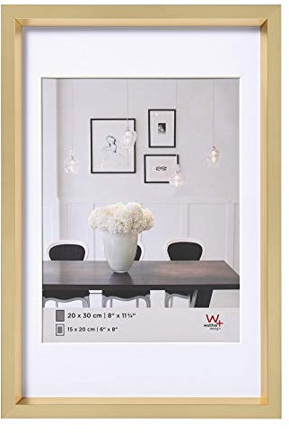 walther design Bilderrahmen gold 30 x 40 cm mit Passepartout, Steel Style Kunststoffrahmen ES040G