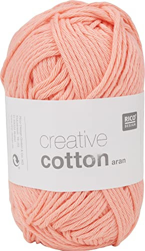 Rico Design Creative Cotton aran 50 g ca. 85 m Wolle Wollschnur Häkelwolle Häkeln Basteln Knäuel Lachs