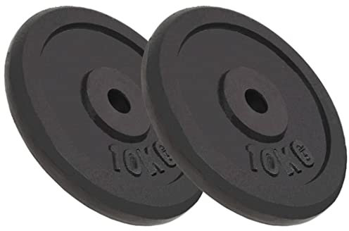 vidaXL 2X Hantelscheiben Gewichtsscheiben Hantel Gewichte Scheiben Hantelscheibenset für Langhantel Kurzhantel 2x10kg Guss Gusseisen Schwarz