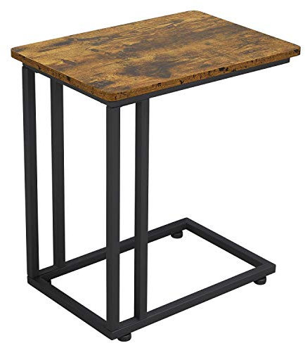Yaheetech Vintage Beistelltisch, Couchtisch mit Metallrahmen und Rollen, Industriestil Wohnzimmertisch für Coffee Laptop, Pflegetisch, Höhe 59,5cm, stabil, platzsparend