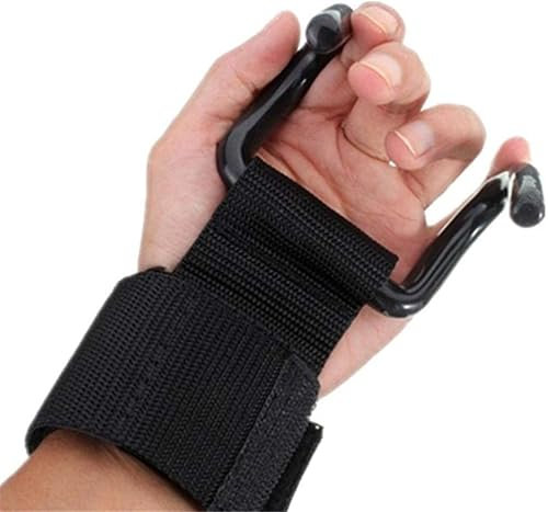 Maxx Power Weight Lifting Training Gym Straps Hook Gloves bar Wrist Support Lift (Black, One Size)