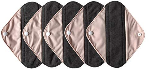 MUMBABY - Set di 5 panni per mamme in bambù carbone, per mestruazioni, riutilizzabili, 20,3 cm, colore: Rosa chiaro