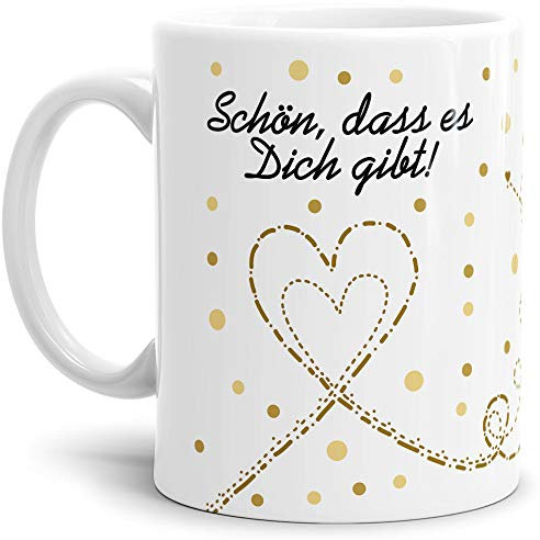 Tassendruck Liebes-Tasse mit Spruch Schön, DASS es Dich gibt - Schatz/Pärchen/Love/Glück/Weiß
