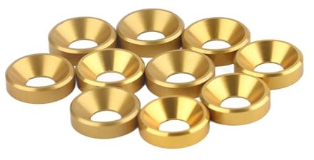 10 Stück Senkkopf-Unterlegscheiben Aluminiumlegierung Eloxieren Flachkopf-Unterlegscheibendichtung M3 M4 (gelb)