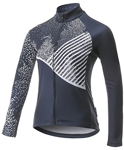 CATENA Women's Cycling Jersey Thermal Shirt Top Autumn and Winter Long Sleeve Bicycle Jacket Navy