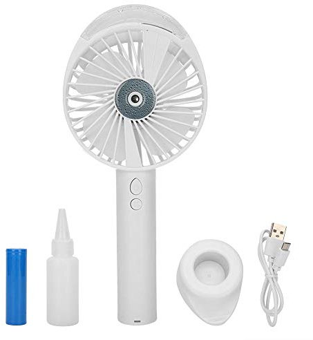 Cuifati Portable Lightweight Desktop Three Gear Humidifying Hydration Fan Mini Humidifier Spray Water Mist Humidification Quiet Handheld Fans for Home Office Beach(White)