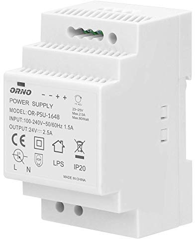 ORNO PSU-1648 Transformateur pour rail DIN 24VDC, 2,5A, 60W (3 modules)