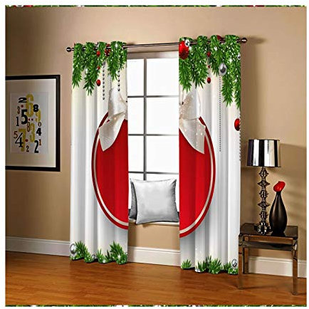 Daesar Schlafzimmer Vorhang Blickdicht 2er Pack, Verdunklungs Vorhänge Lang Ösen 274x214CM Gardinen Vorhänge Polyester mit Muster Wohnzimmer Modern Weihnachtskugel und Krawatte