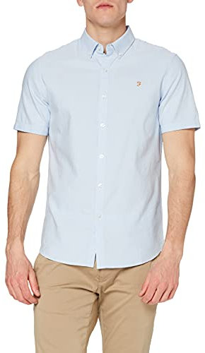 Farah Mens Brewer Short Sleeve Bd Shirt Sky Blue L