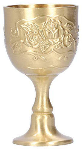 Agatige Coupe en laiton Vintage, Gobelet à Vin en Laiton gravure en relief motif de fleurs verres à vin coupe liqueur gobelet vin calice Verre à vin en or Décor Médiéval pour Bar à la Maison(S)