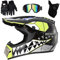 HUSHUI Casque de Motocross, Casque de Moto VTT intégral Tout-Terrain électrique Casque de Moto/VTT avec Lunettes Gants écran Facial pour Adulte