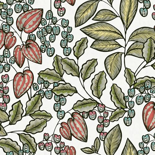 A.S. Création Architects Paper Blumentapete Floral Impression Tapete natürlich PVC-freie Vliestapete bunt grün weiß lila schwarz matt glatt 377545 37754-5, 10.05 m x 0.53 m