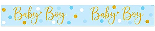 9ft Banner Sparkling Baby Boy Dots Holographic