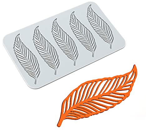 Alfombrilla de encaje de fondant, moldes de fondant de encaje en relieve, herramientas de borde de flores decorativas de moldes, 5 agujeros Plumaje