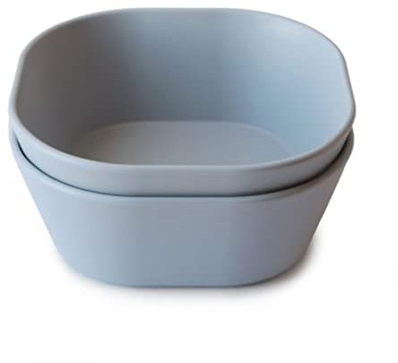 Mushie Cuencos Cuadrados para Niños Set de 2 | Fabricados en Dinamarca | Libres de BPA | Aptos para lavavajillas | Equipamiento inicial seguro, duradero | Cloud
