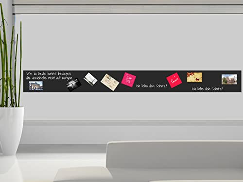 Premium- Klebefolie für Souvenir Magnete - Tafel Tapete Bordüre - Selbstklebende magnetische Tafelfolie Farbe: Schwarz - inkl. Kreidestift + 10 Neodym-Magnete (300x30cm)