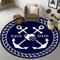BZSBH Vintage Teppich Rund Dunkelblauer Anker Modern Wohnzimmer Kinderteppich Schlafzimmer Restaurant Teppich Matte - rutschfest Waschbar Runder Carpet Größe: Ø 100 cm Rund