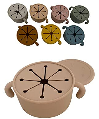 Blumie Pot à goûter anti-déversement pour bébé, tasse à nourriture pour les tout-petits, silicone sans BPA, boîte anti-déversement avec couvercle pour enfants (marguerite)