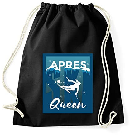 TRVPPY Baumwolltasche Apres Ski Queen Turnbeutel Tasche - Schwarz