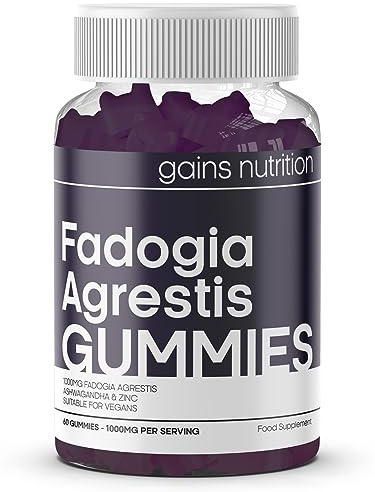 GN Fadogia Agrestis | 60 Fadogia Agrestis Gummies - 1000mg per Serving with with Ashwagandha & Zinc - High Strength Fadogia-Agrestis Extract | Blueberry Flavour, Non-GMO & Suitable for Vegans
