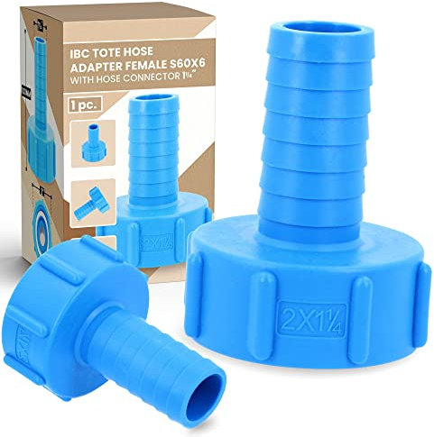 IBC Behälter Schlauchadapter Tankschlauchadapter IBC-Tankadapter Adapter S60x6 x 1 1/4'' Schlauchauslass Tankanschluss Schlauchtülle Rohrverbinder Gartenschlauch Armaturen-Werkzeuge